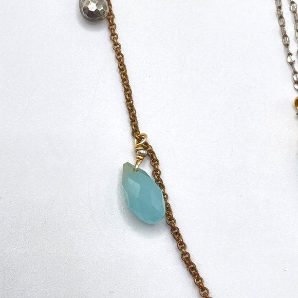Lucky Brand Gold Tone Faux Turquoise Chain Boho Necklace - Picture 5 of 13